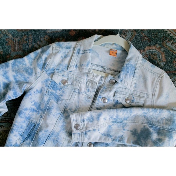 Jou Jou Jean Jacket Women's Stretch Tie Dye Denim Coat Juniors Trucker Jacket M - Picture 4 of 9